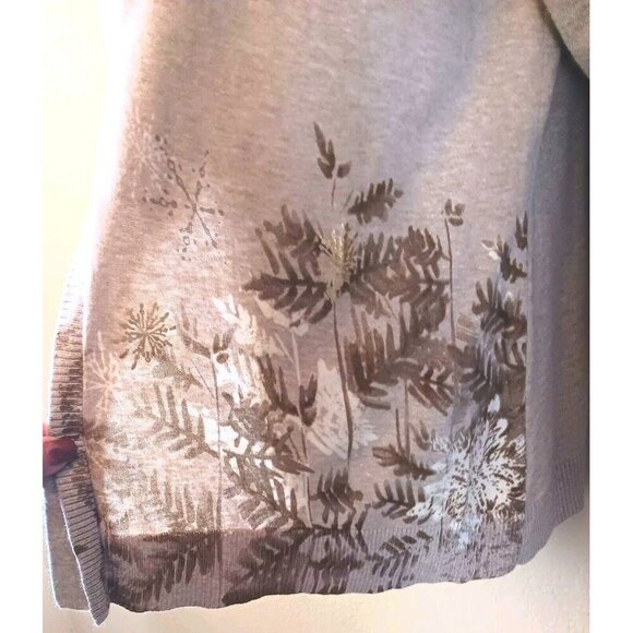 Snowflakes Winter Cardigan Sweater Gold Leaves Tan Holiday XXL - Picture 8 of 14